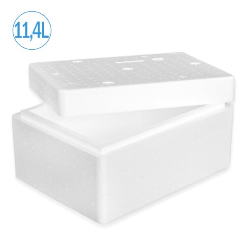 Thermobox Styroporbox 11,4 Liter Kühlbox Versandbehälter für Essen, Getränke, Medikamente - Styropor aus EPS - wiederverwendbare Isolierbox