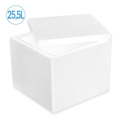 Thermobox Styroporbox 25,5 Liter Kühlbox Versandbehälter für Essen, Getränke, Medikamente - Styropor aus EPS - wiederverwendbare Isolierbox