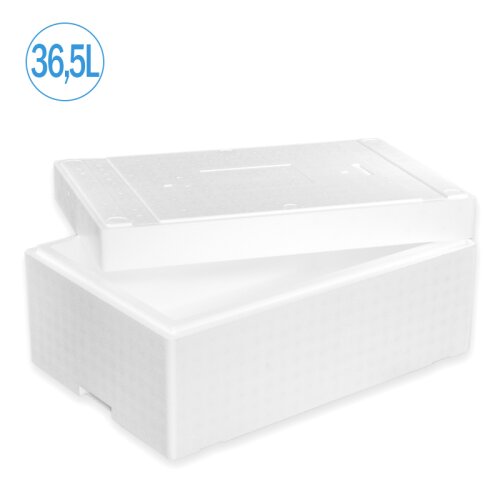 Thermobox Styrofoam box 36,5 liter cooling box shipping container for food, drinks, medication - Styrofoam made of EPS - reusable insulated box