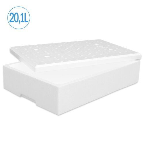 Thermobox Styrofoam box 20,1 liter cooling box shipping container for food, drinks, medication - Styrofoam made of EPS - reusable insulated box