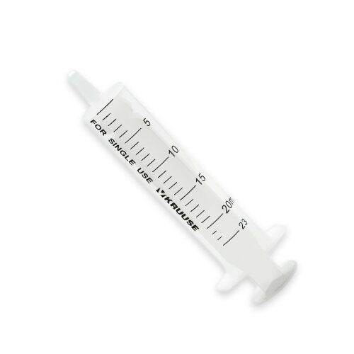 KRUUSE Seringue jetable 20ml, inclus KRUUSE capuchon de fermeture transparent