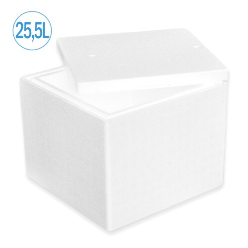 Thermobox Styrofoam box 25,5 liter cooler box shipping container for food, drinks, medication - Styrofoam made of EPS - reusable insulated box