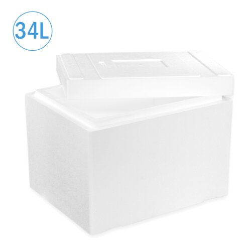 Thermobox Styrofoam box 34 liter cooler box shipping container for food, drinks, medication - Styrofoam made of EPS - reusable insulated box