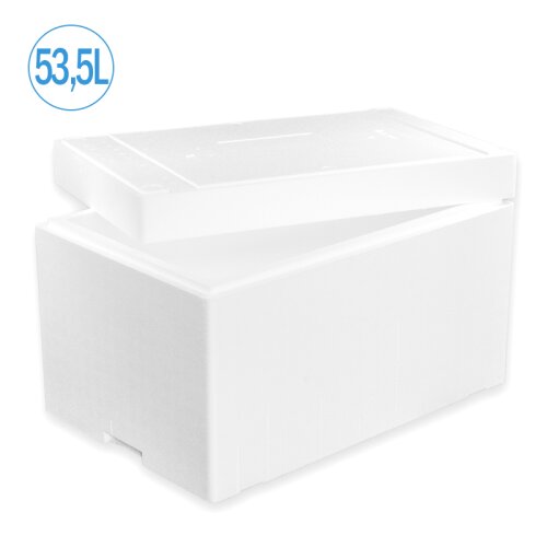 Thermobox Styroporbox 53,5 Liter Kühlbox Versandbehälter für Essen, Getränke, Medikamente - Styropor aus EPS - wiederverwendbare Isolierbox