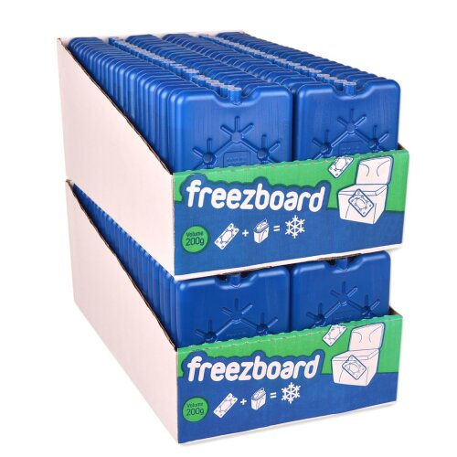 Set of 96 Freezeboard ice packs flat 200g, 8h long cooling, food-safe, non-toxic, durable and robust for reusable use in coolers and cooling bags