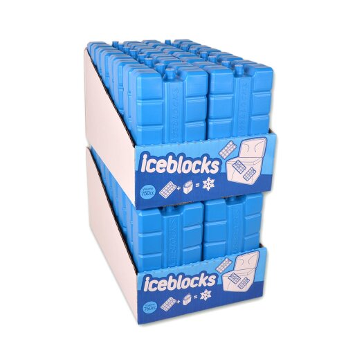 Lot de 32 blocs réfrigérants Iceblock 750g bleu, long refroidissement 24h, adapté aux aliments, non toxique, durable et robuste pour l’expédition réfrigérée commerciale dans une glacière, sac isotherme